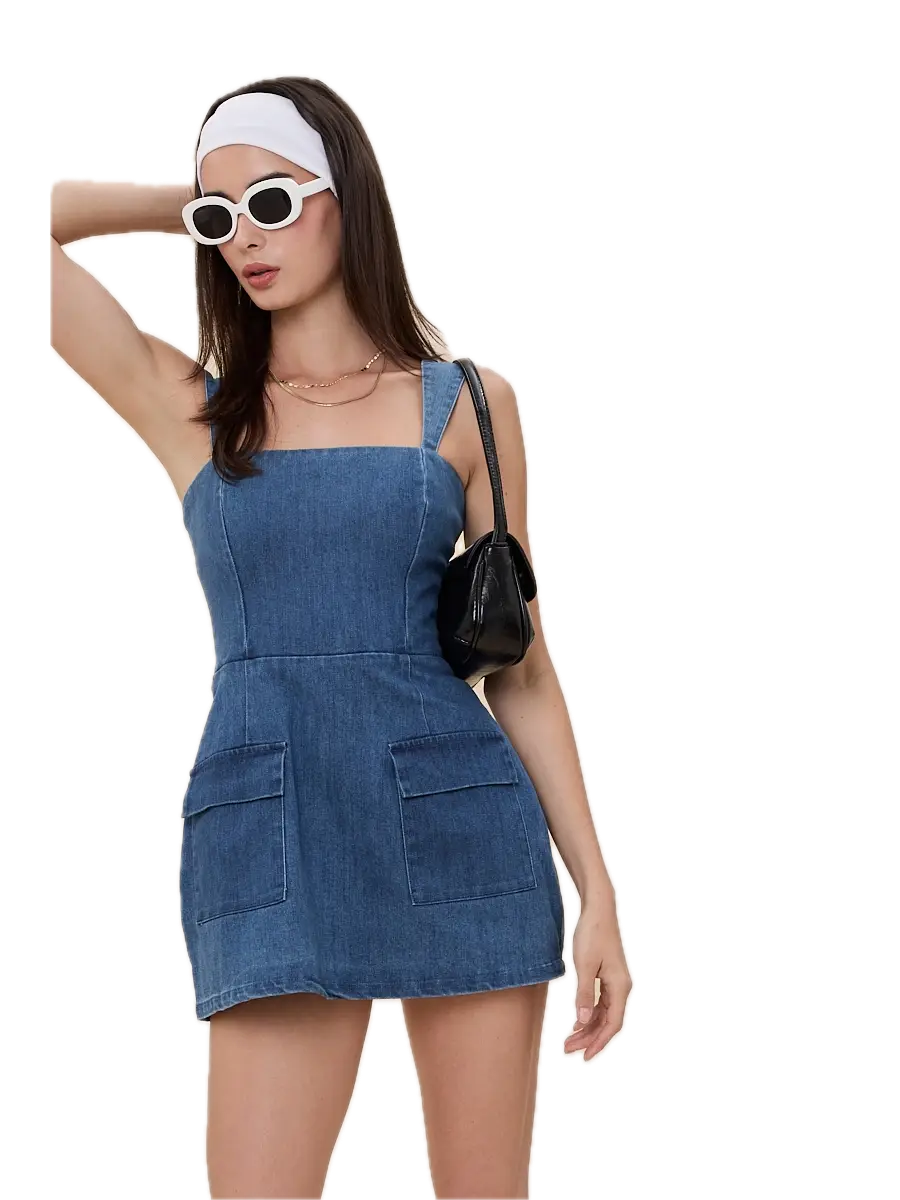 Denim Pocket Mini Dress M / Denim