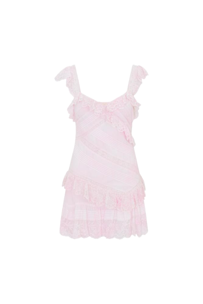 Bensley Cotton & Lace Mini Dress Tonal Pink / 6