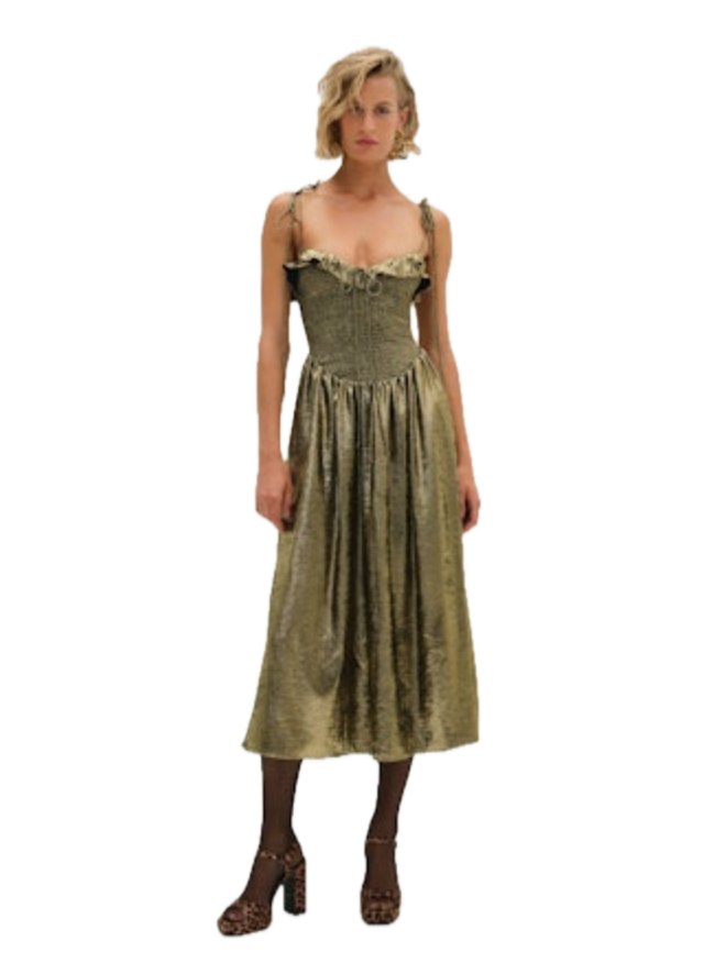 for love and lemons bethany midi dress For Love & Lemons Bethany Metallic Midi Dress In Gold - 65% Off