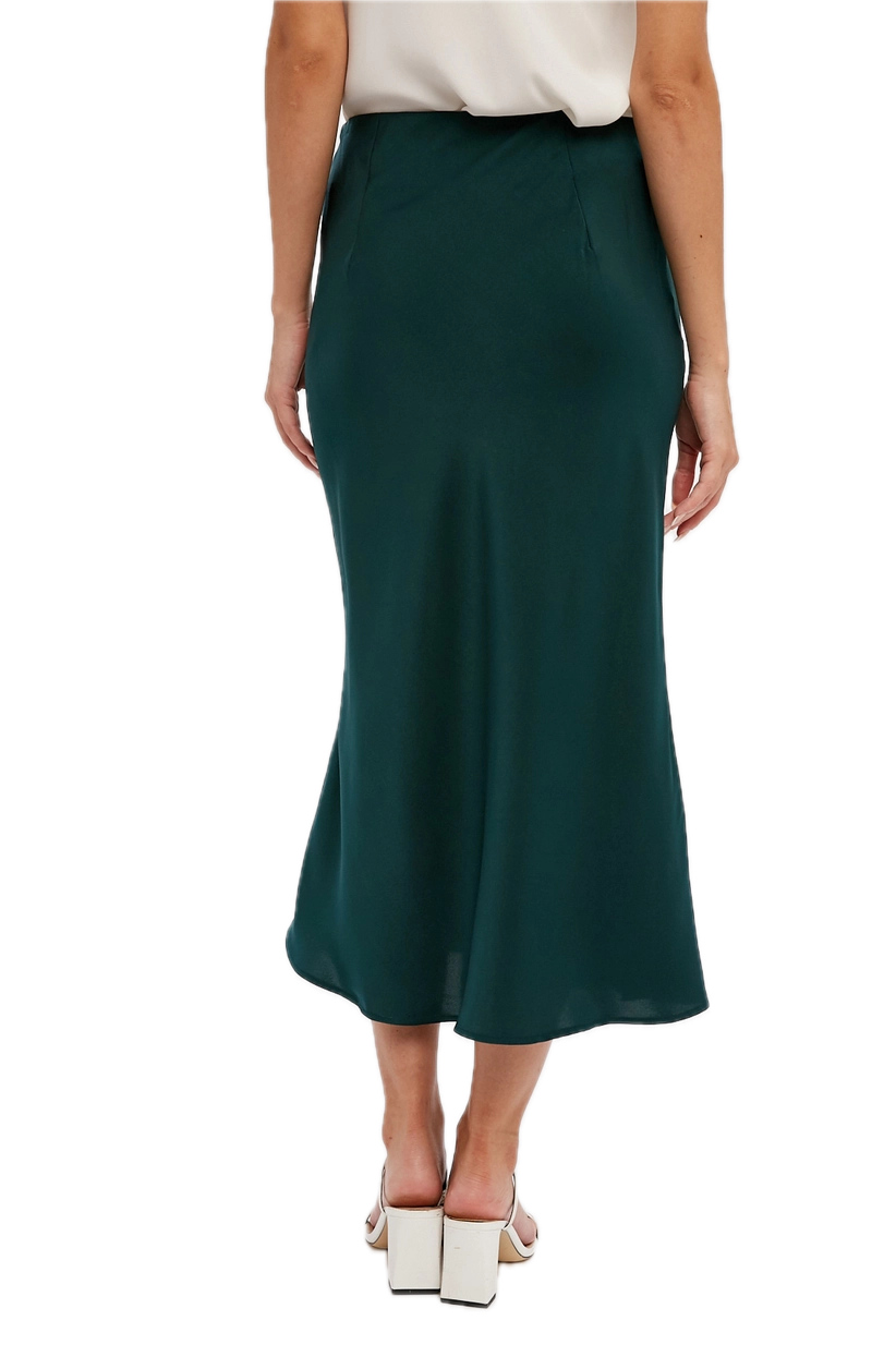 Solid Satin Midi Skirt