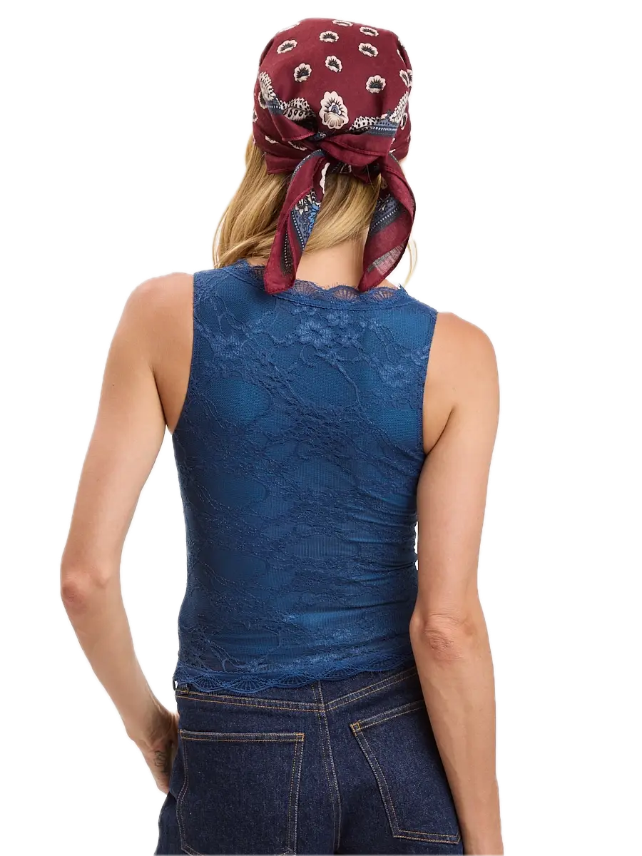 Floral Embossed Lace V-Neck Layered Tank Top
