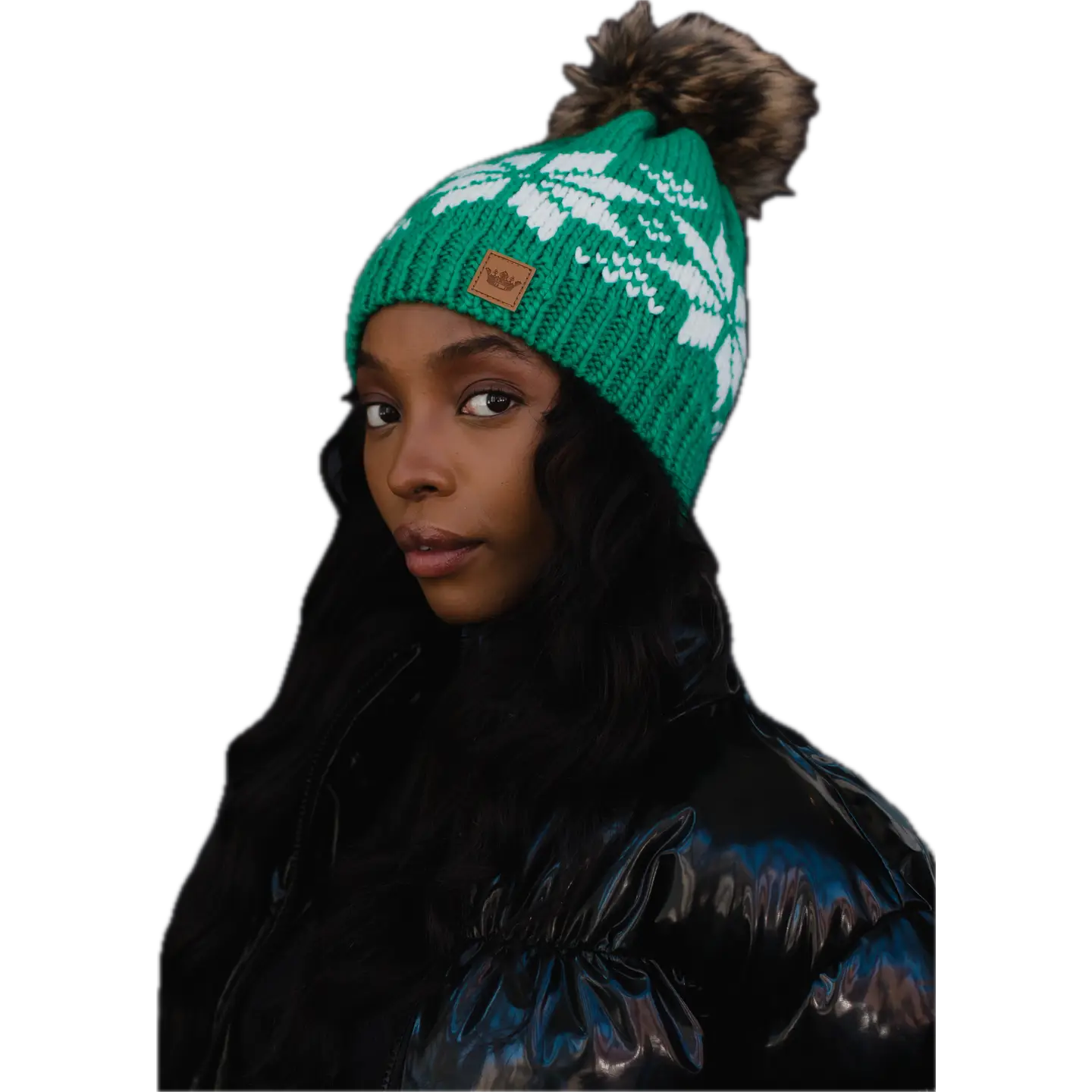 Snowflake Pom Pom Hat