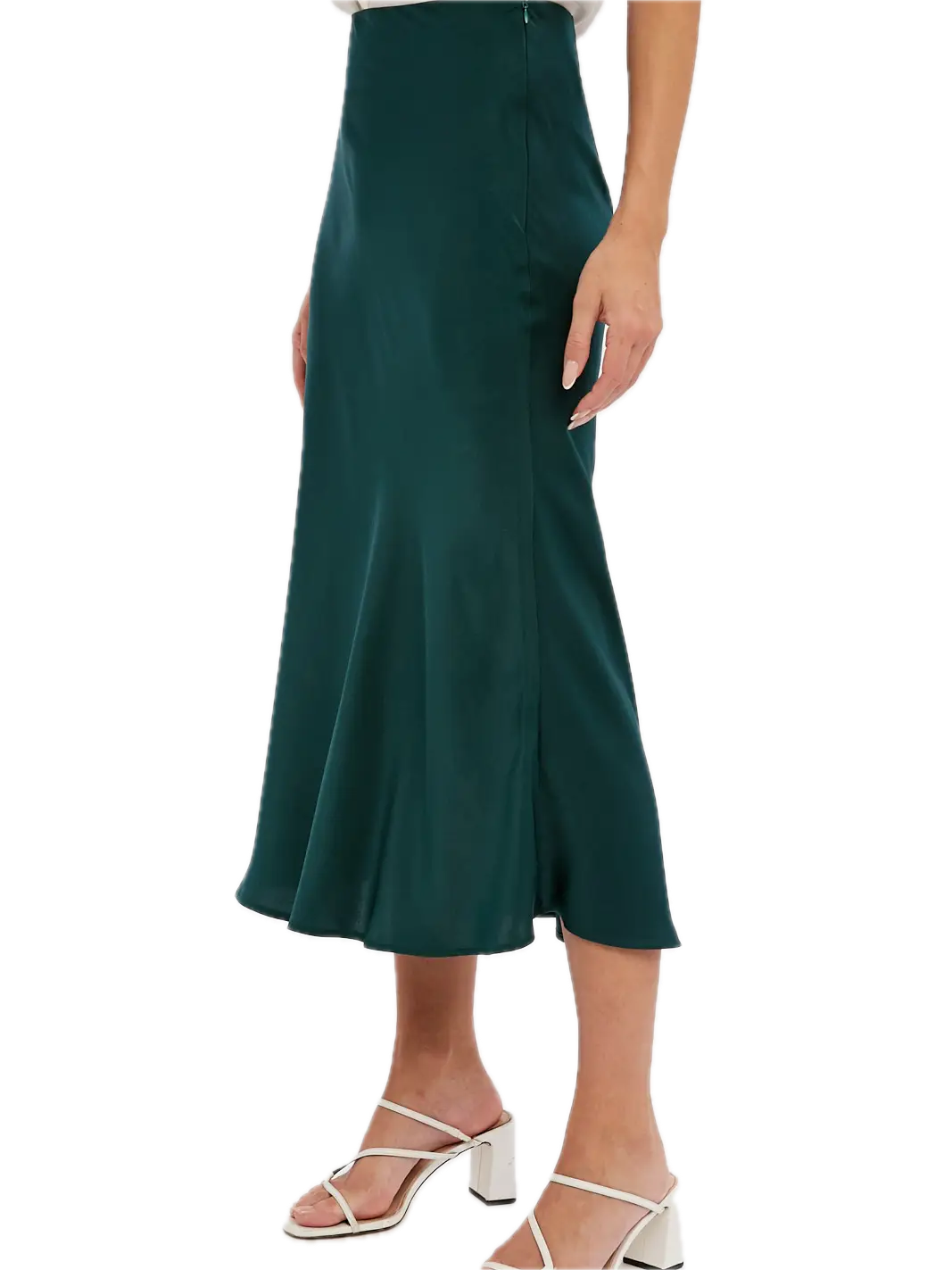 Solid Satin Midi Skirt
