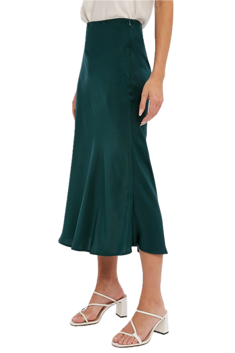 Solid Satin Midi Skirt