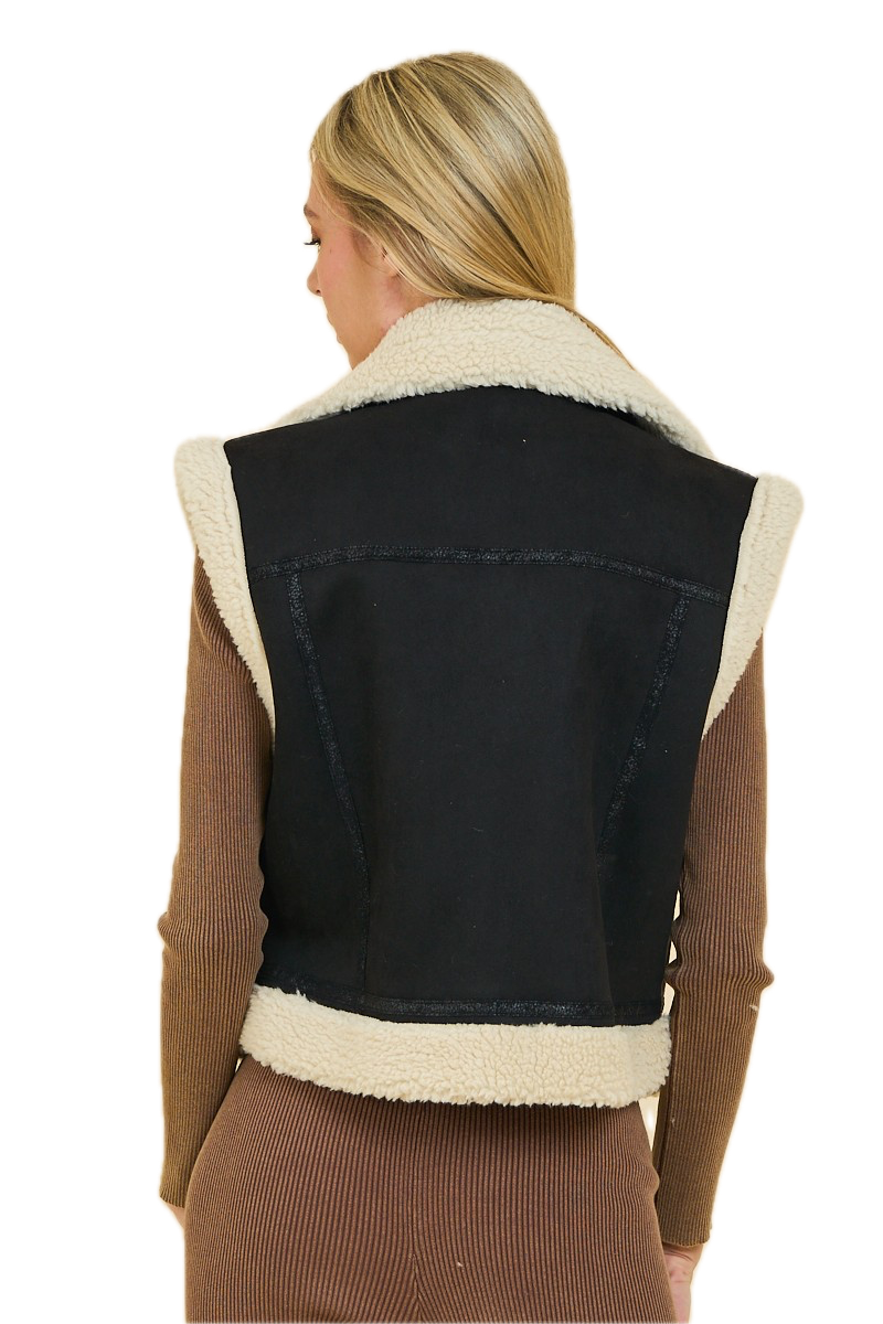 Suede Sherpa Vest