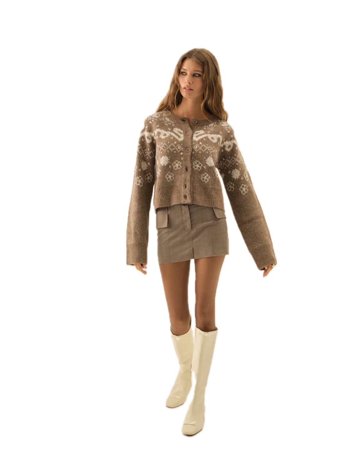 Arabella Intarsia Crewneck Cardigan