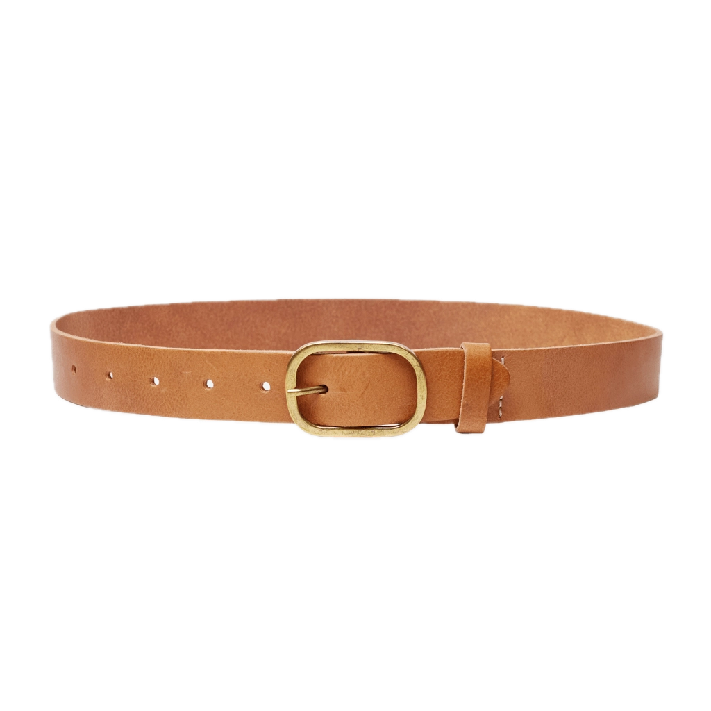 Marin Gold Oval Buckle Leather Belt Women