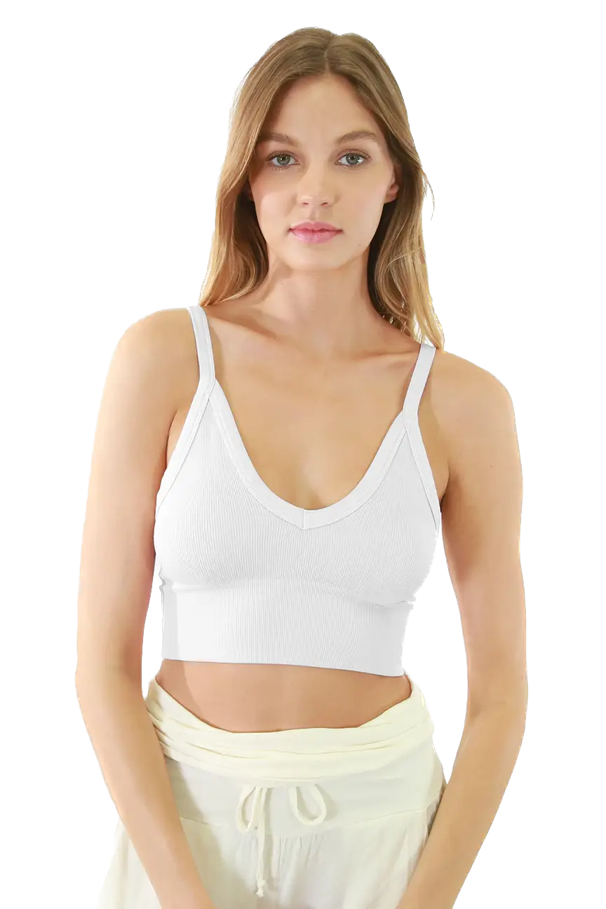 Ribbed V-Neck Bra Top