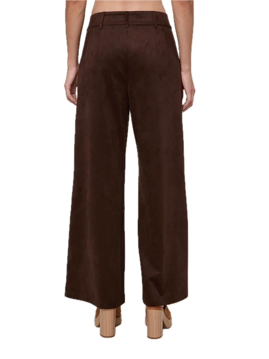 Suede Mid-Rise Long Flare Pants