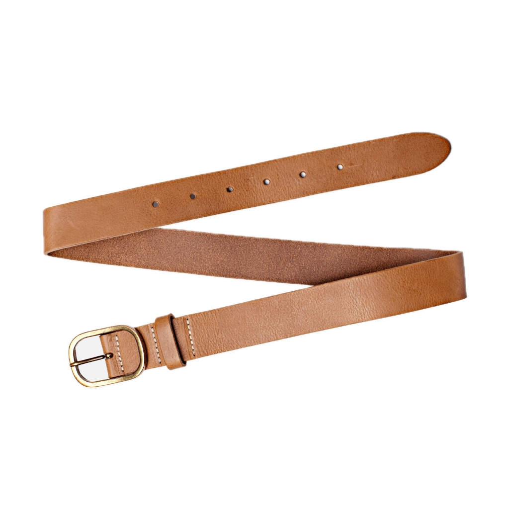 Marin Gold Oval Buckle Leather Belt Women