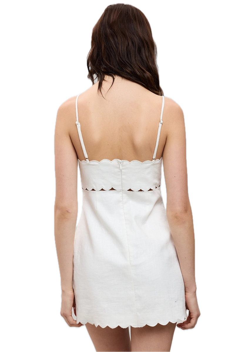 Linen Scallop Mini Dress