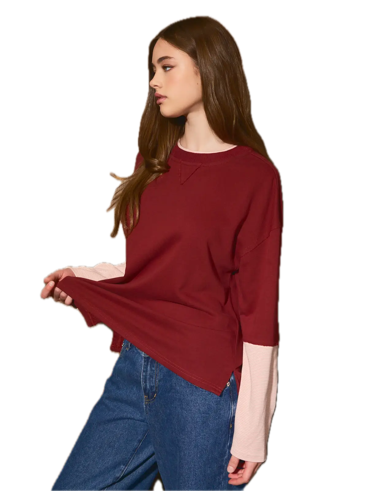 Colorblock French Terry Crew Neck Pullover