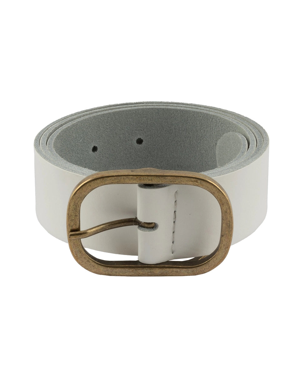 Marin Gold Oval Buckle Leather Belt Women