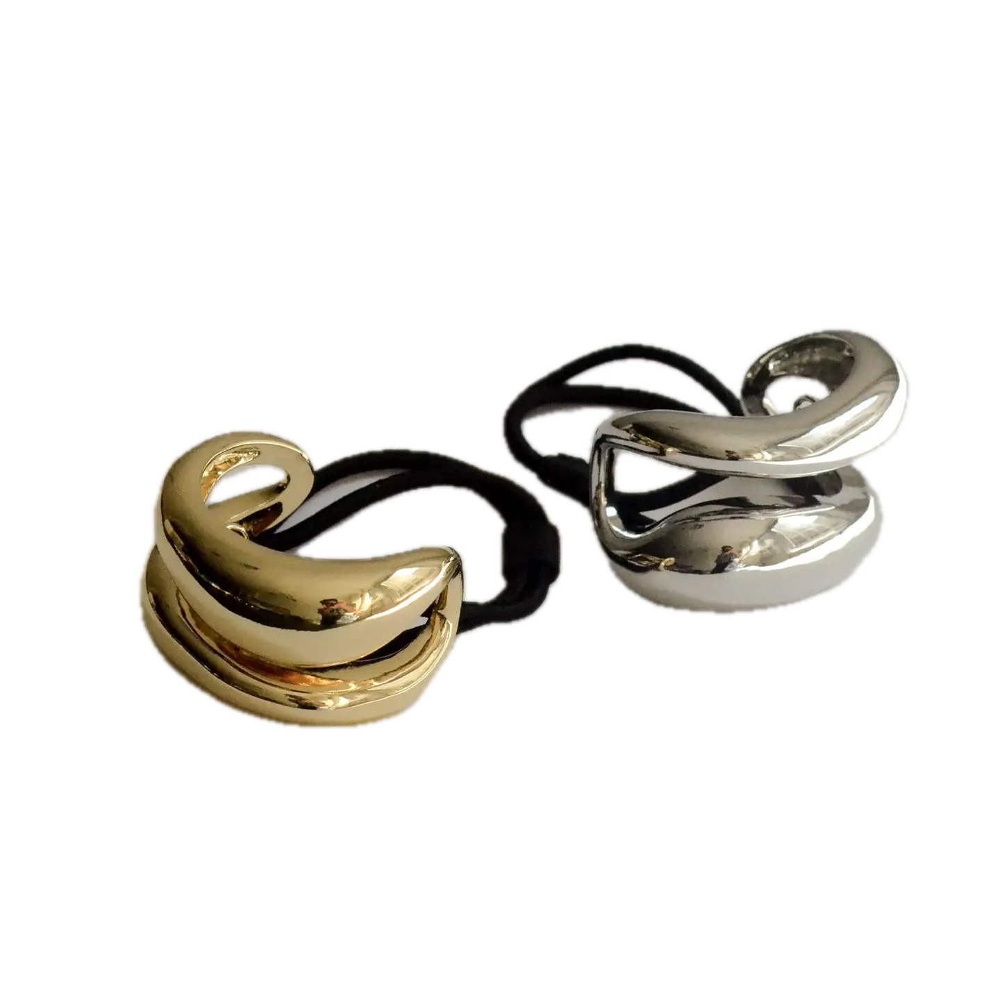 Wide Sculptured Metal Ponytail Hair Tie