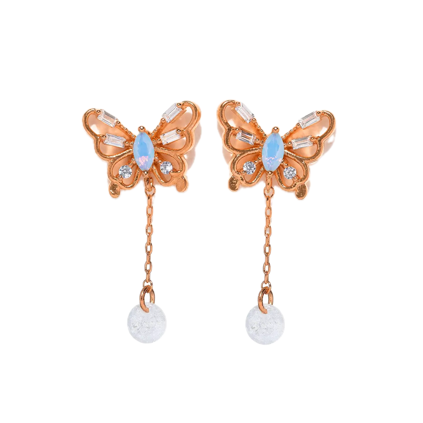 Dewy Butterfly Dangle Earrings