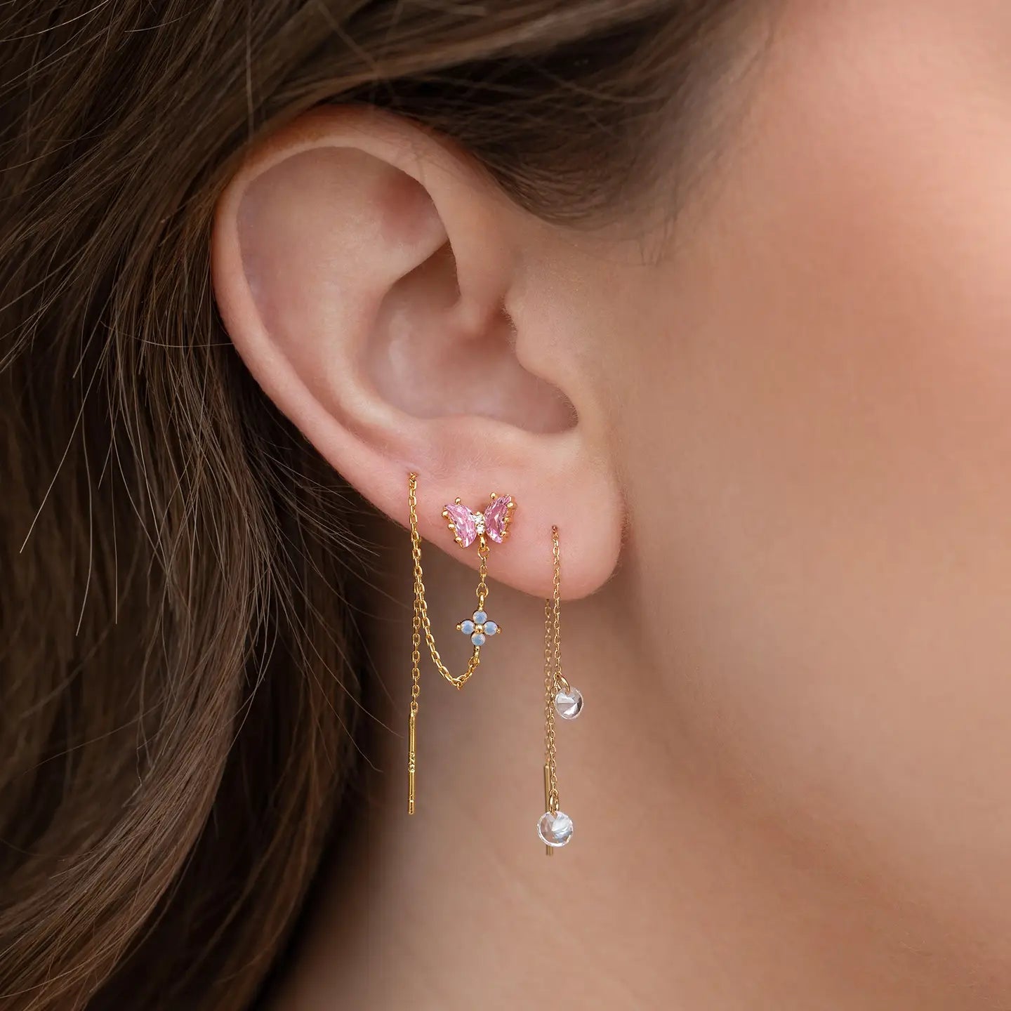Dewdrop Threader Earrings Gold