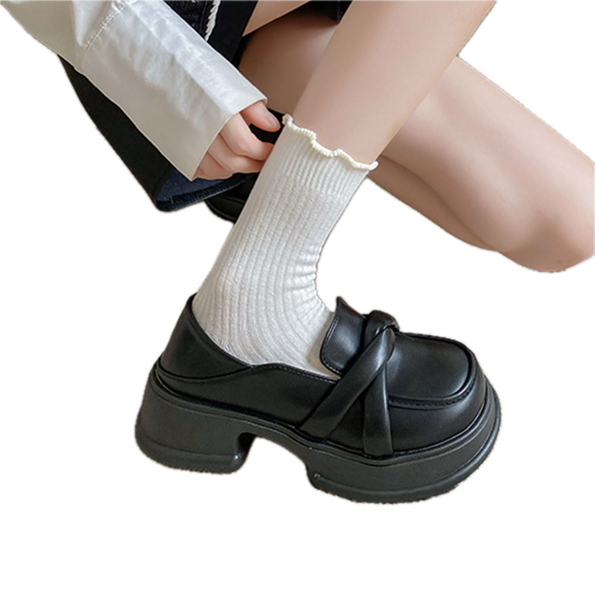 Solid Ruffle Socks
