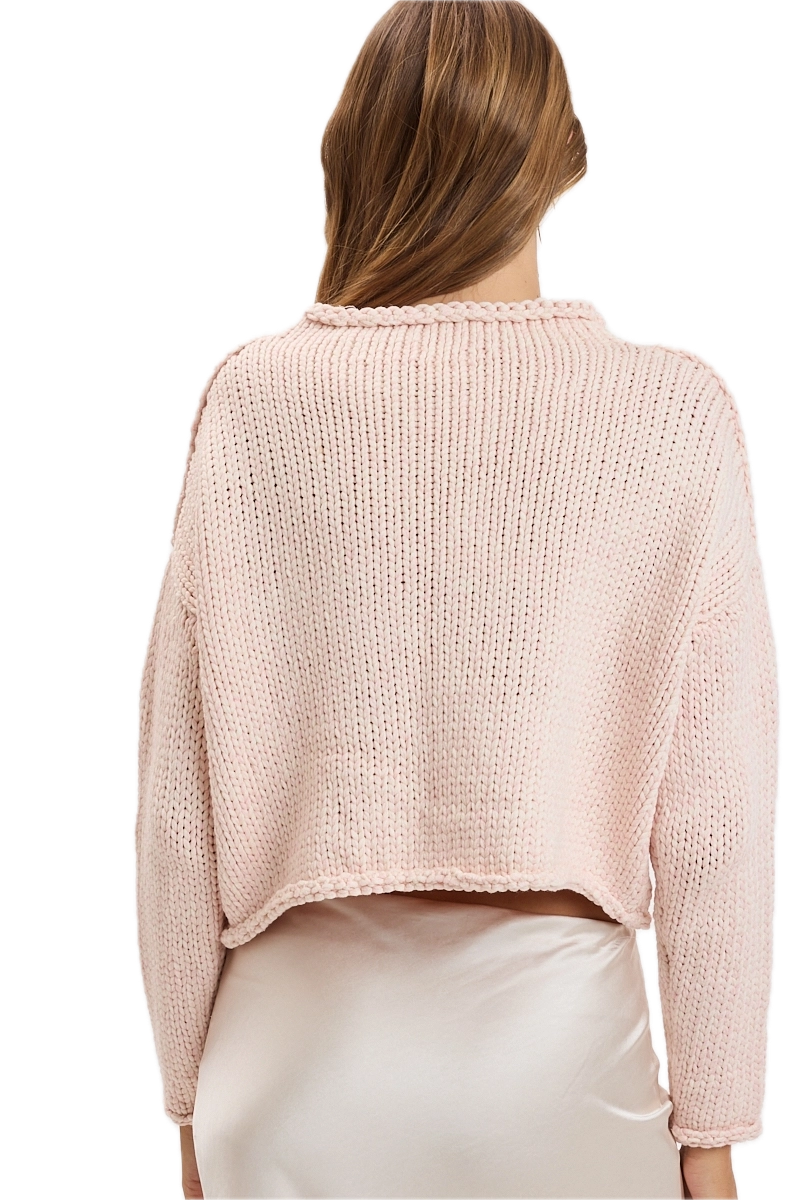 Soft Rolled Boat Neck Knit Sweater