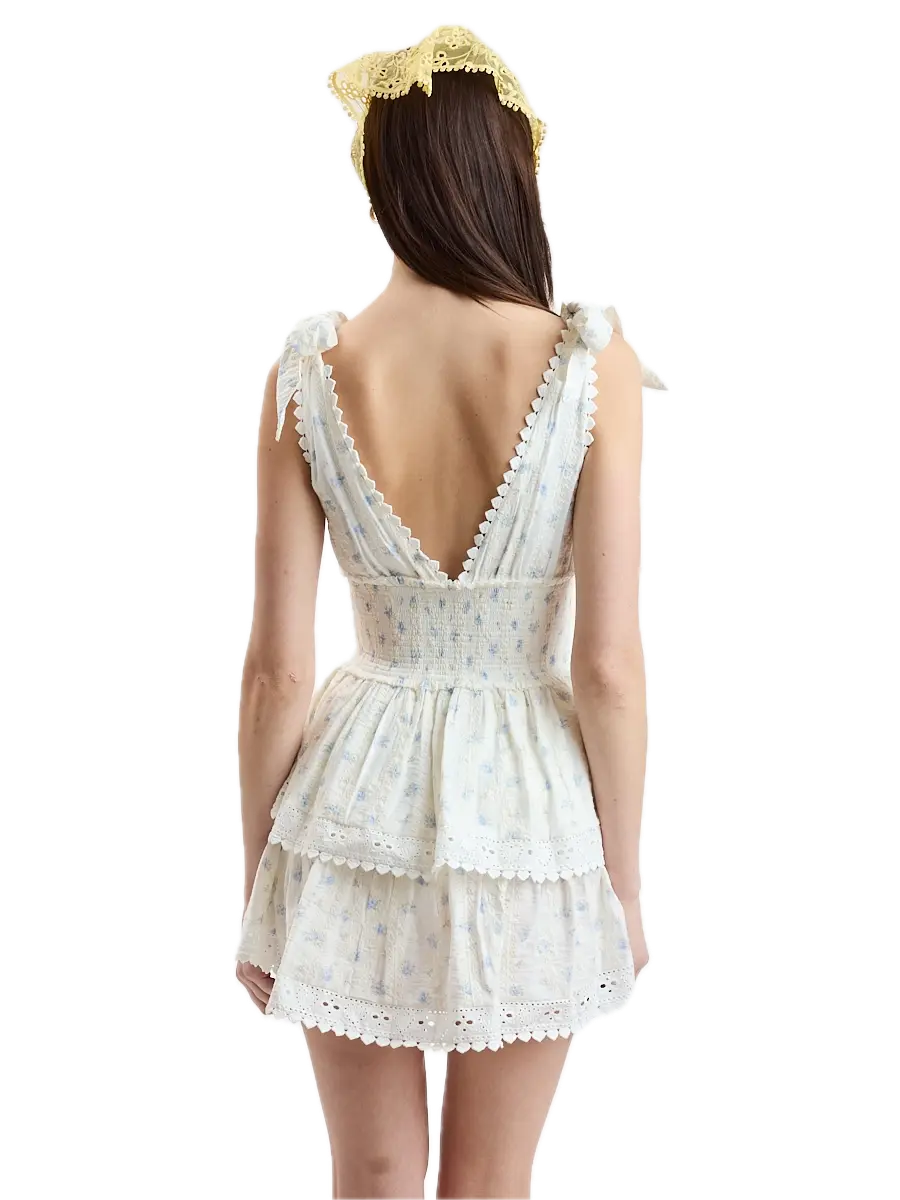 Printed Tie Strap Layered Mini Dress