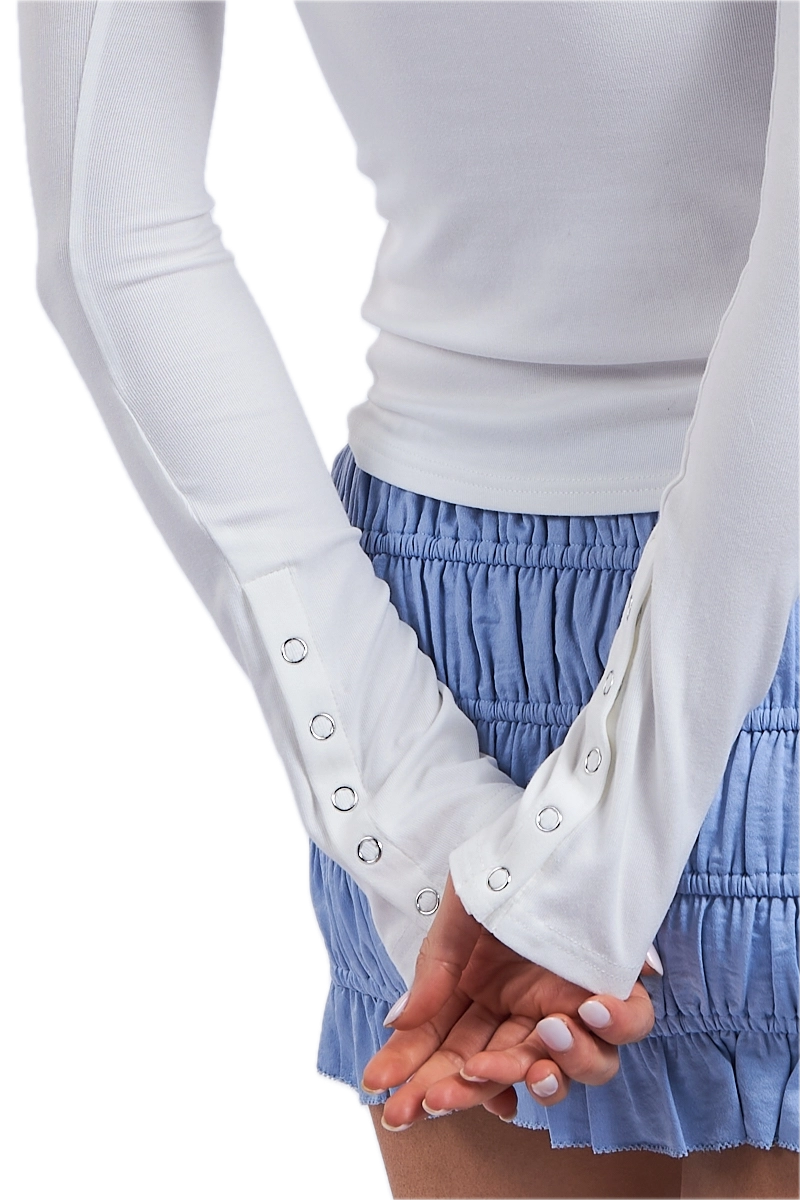 Button Detailed Long Sleeve Plain Knit Top