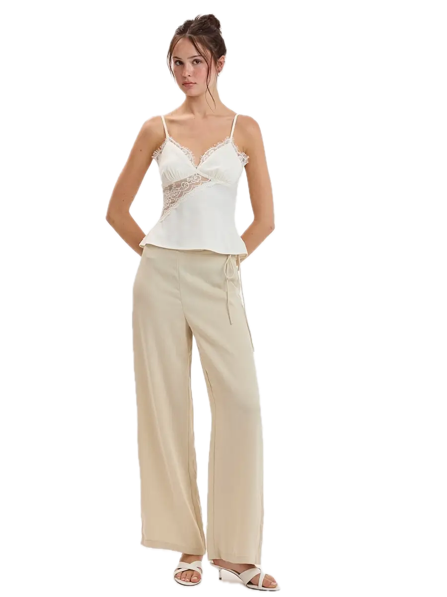 Lace Accent Sweetheart Satin Cami Top