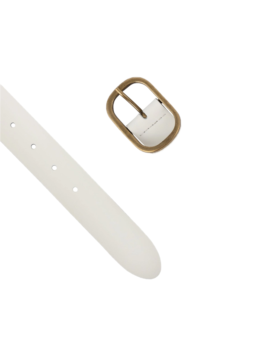 Marin Gold Oval Buckle Leather Belt Women