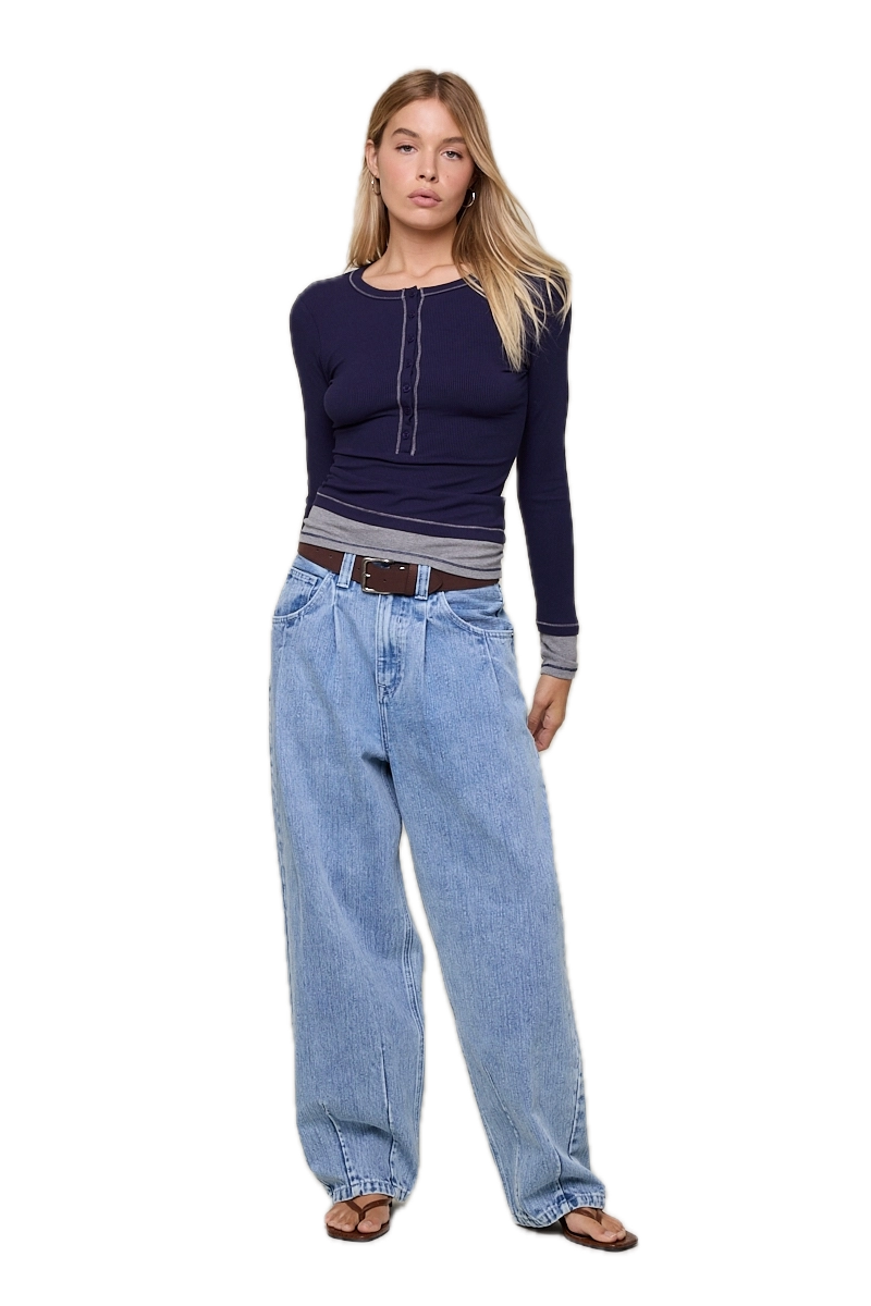 Boat Neck Long Sleeve Solid Color Layered Knit Top