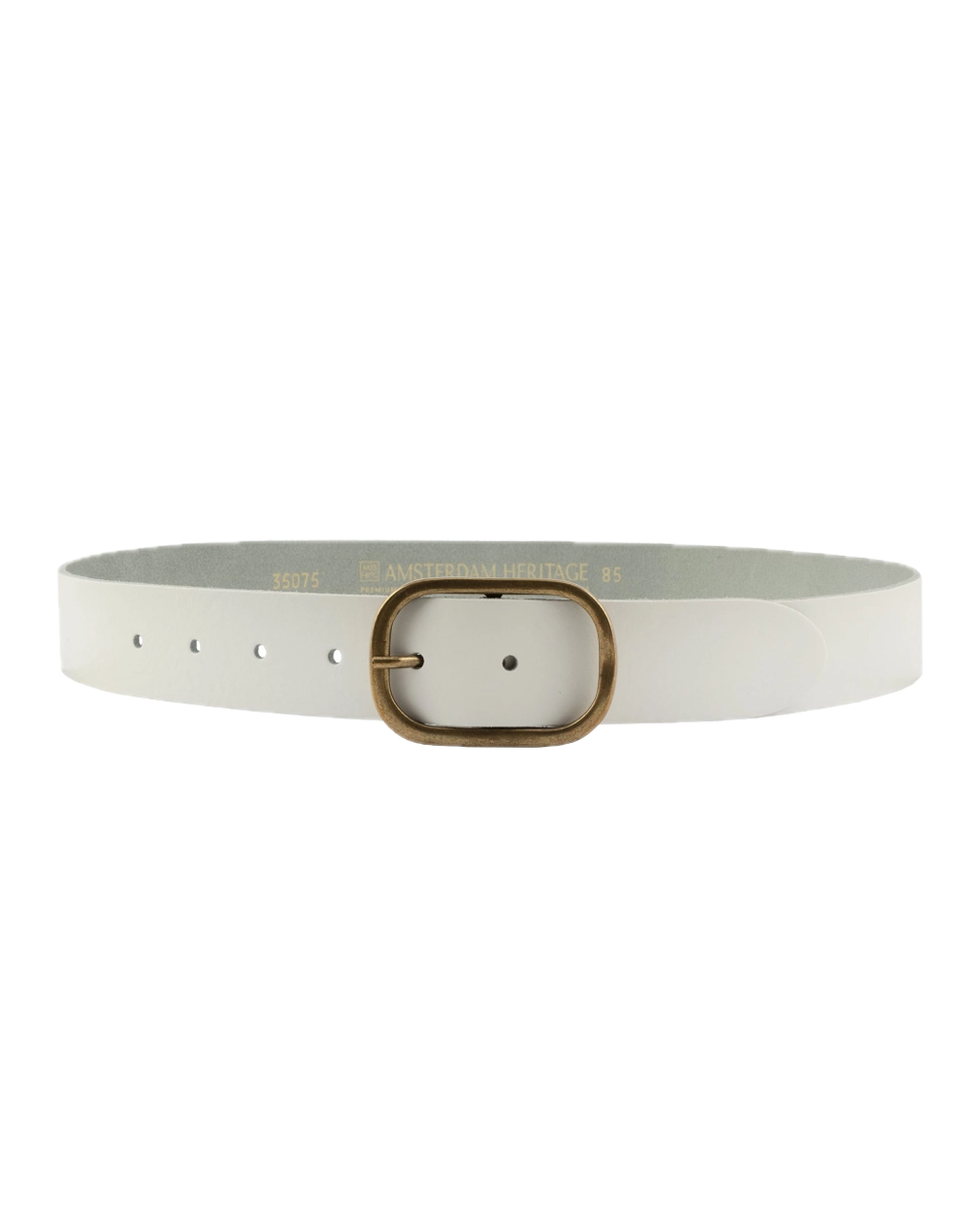 Marin Gold Oval Buckle Leather Belt Women