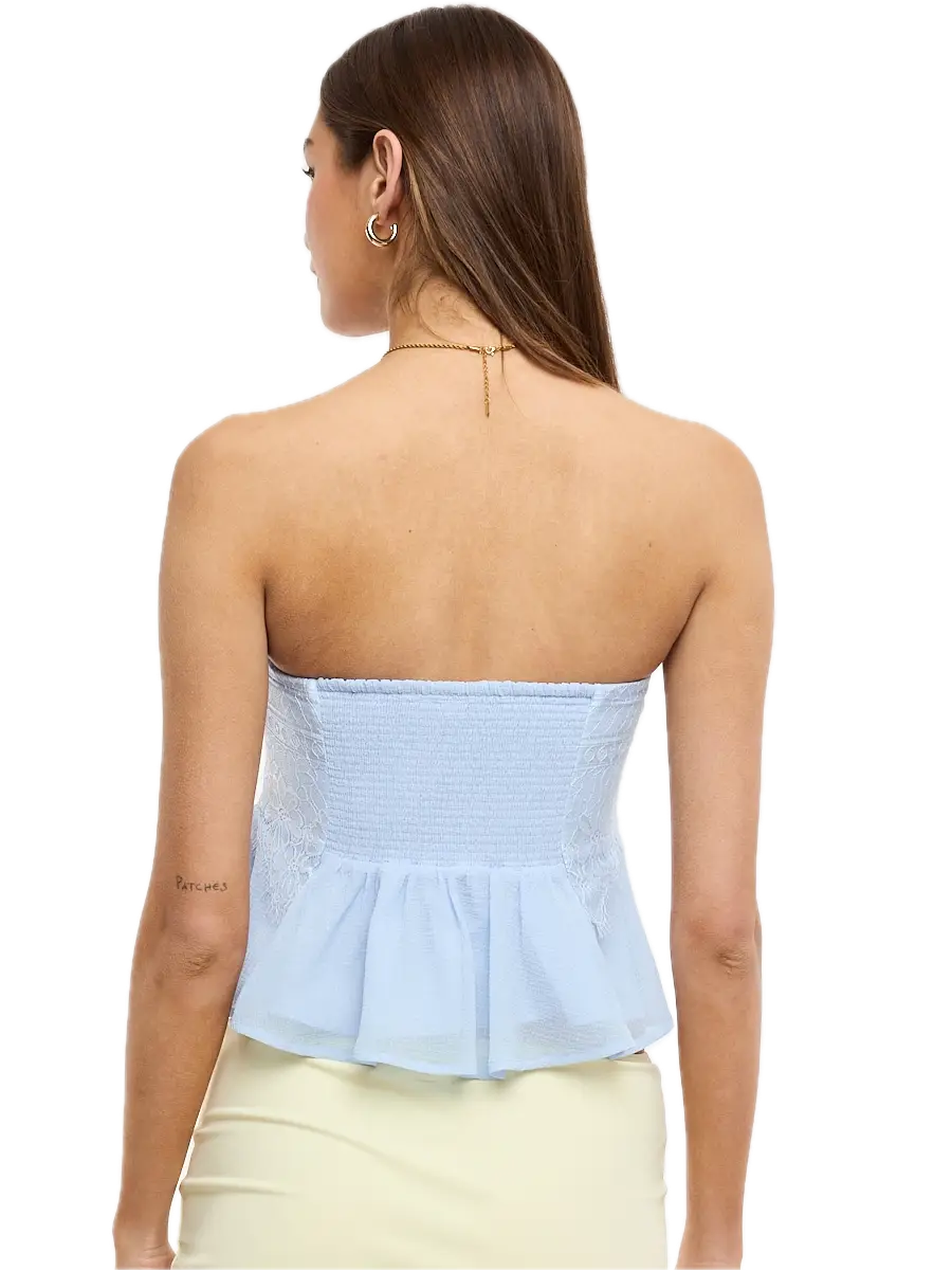 Floral Lace Ruffle Tube Crop Top