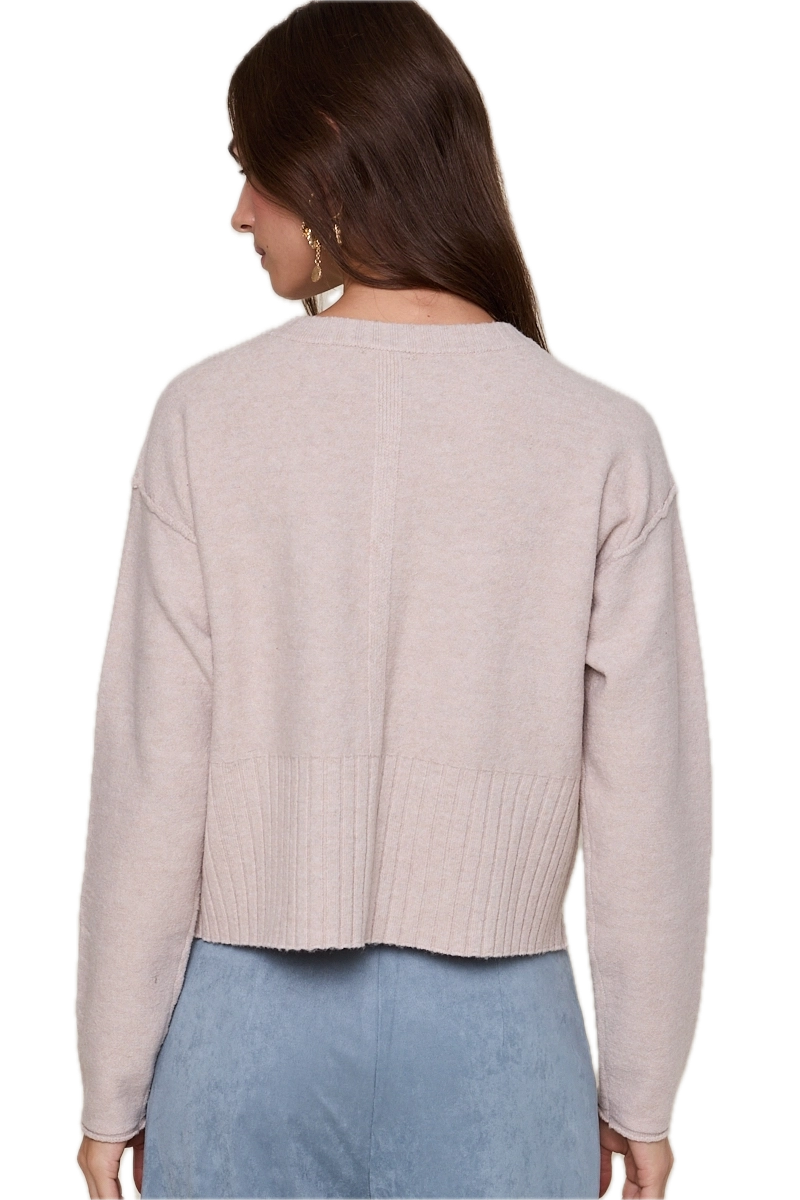 Crew Neck Front Button Down Casual Knit Sweater