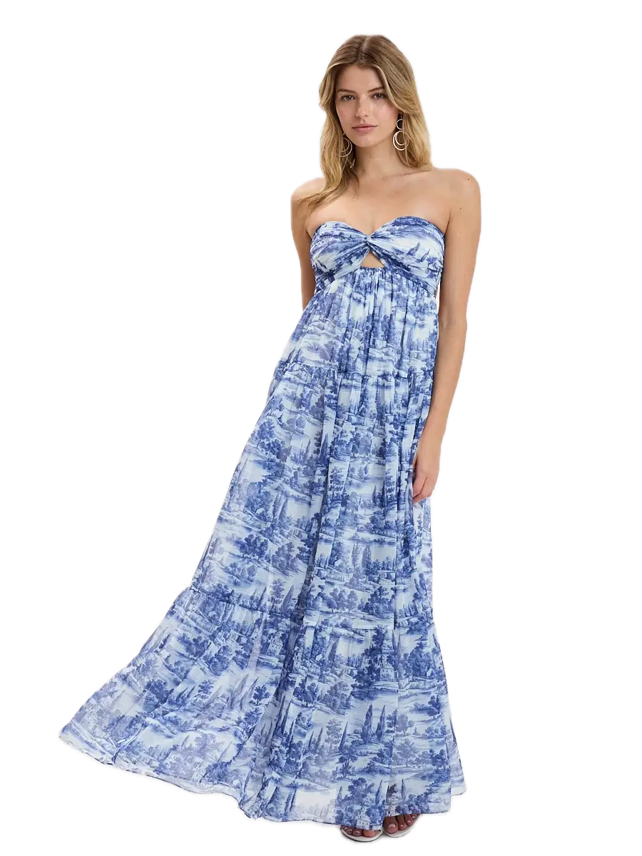Forest Twisted Ruched Maxi Dress