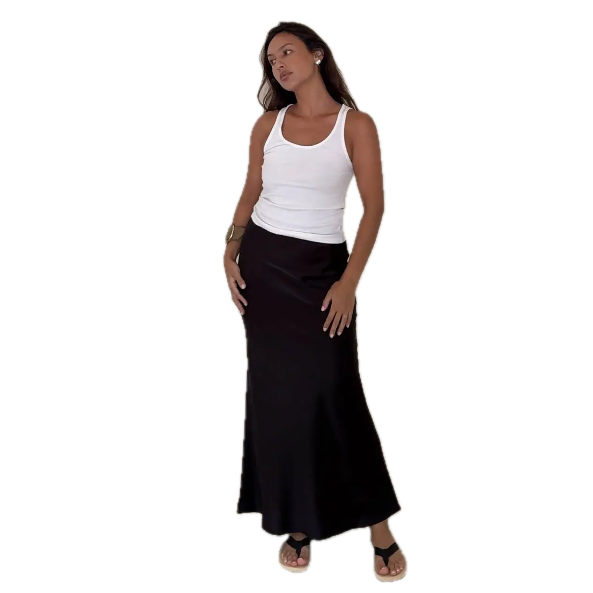 Satin Bias Cut Midi Mermaid Skirt