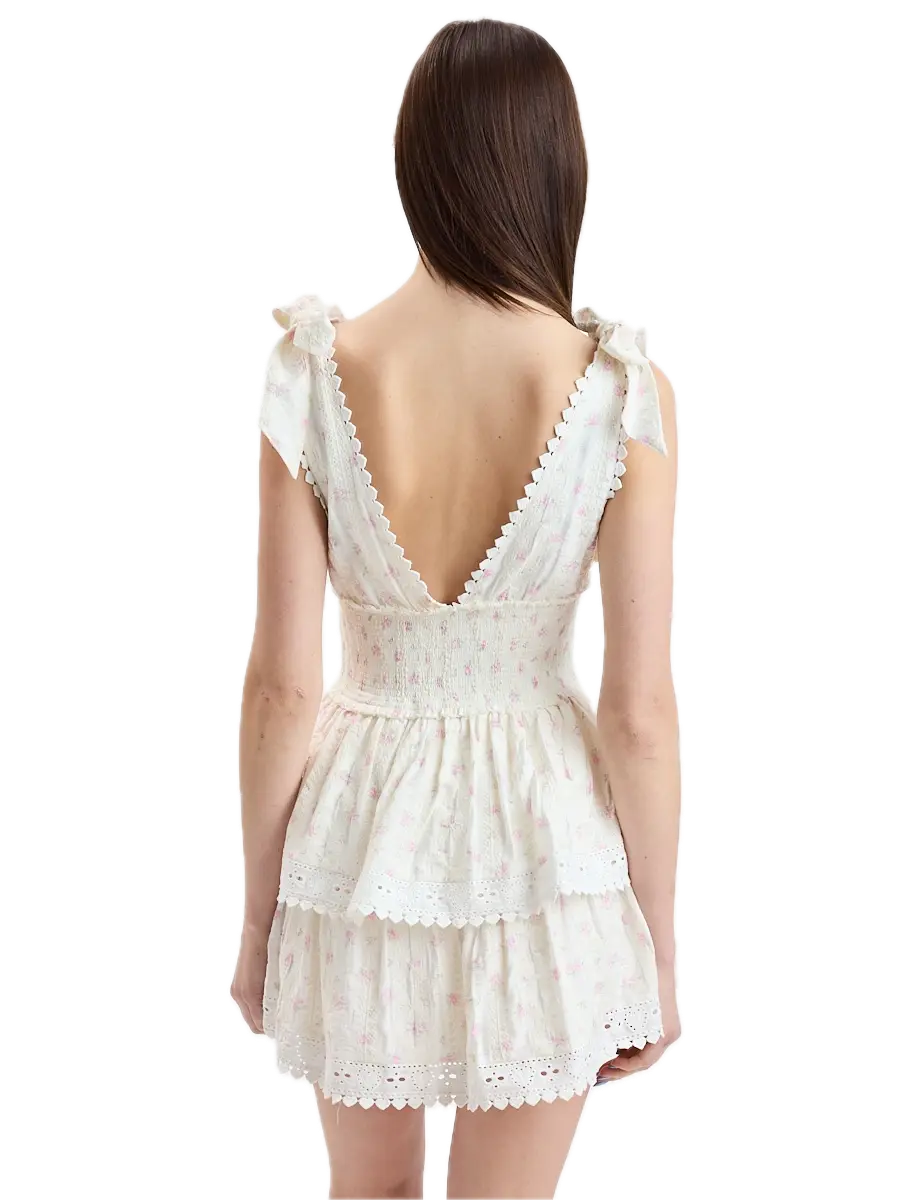 Printed Tie Strap Layered Mini Dress