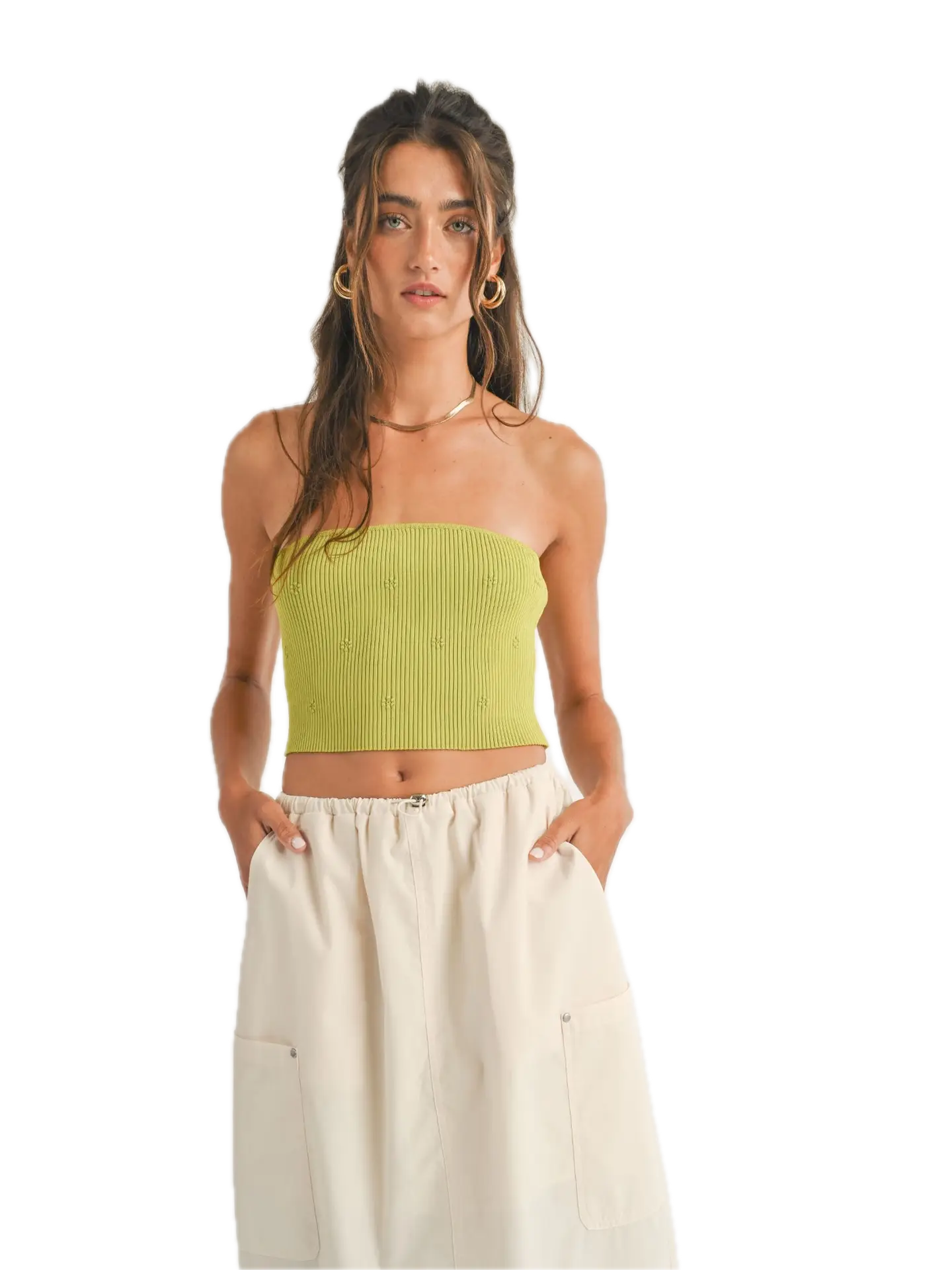 Ayla Flower Embossed Tube Top