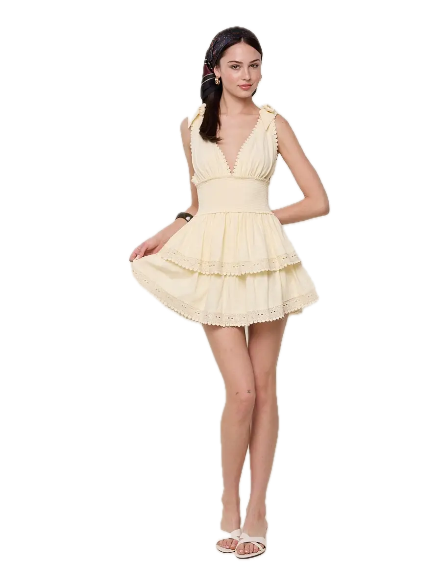 Solid Color Tie Lace Mini Dress
