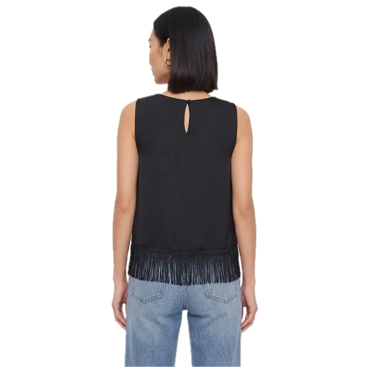 Fringe Hem V-Neck Sleeveless Top