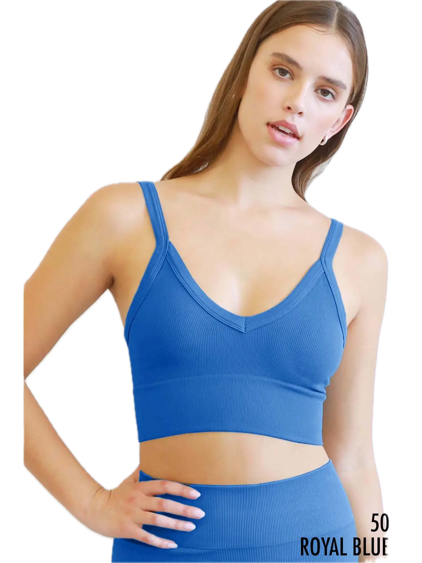 Ribbed V-Neck Bra Top