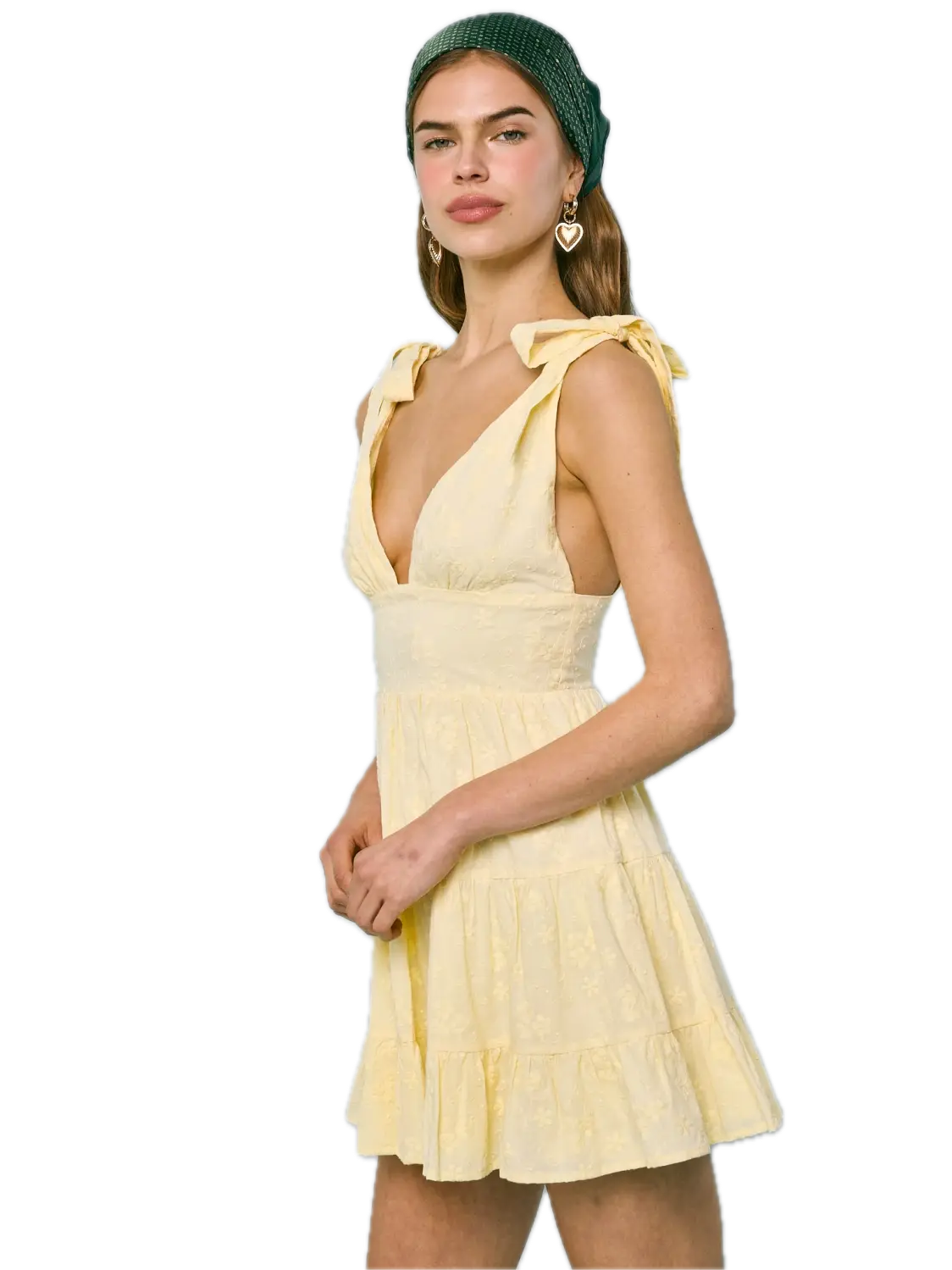 Floral Embroidered Wide Tie Strap Mini Dress