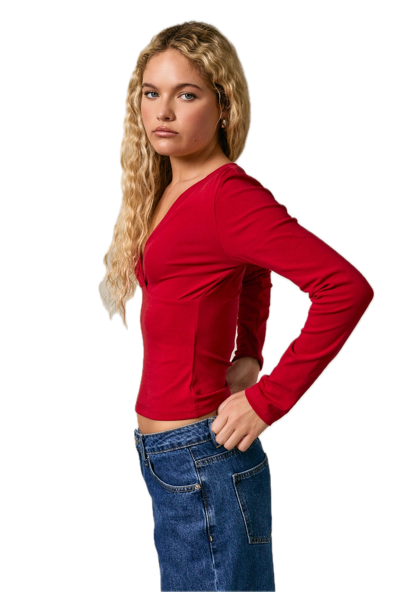 Long Sleeve V-Neck Wrap Top