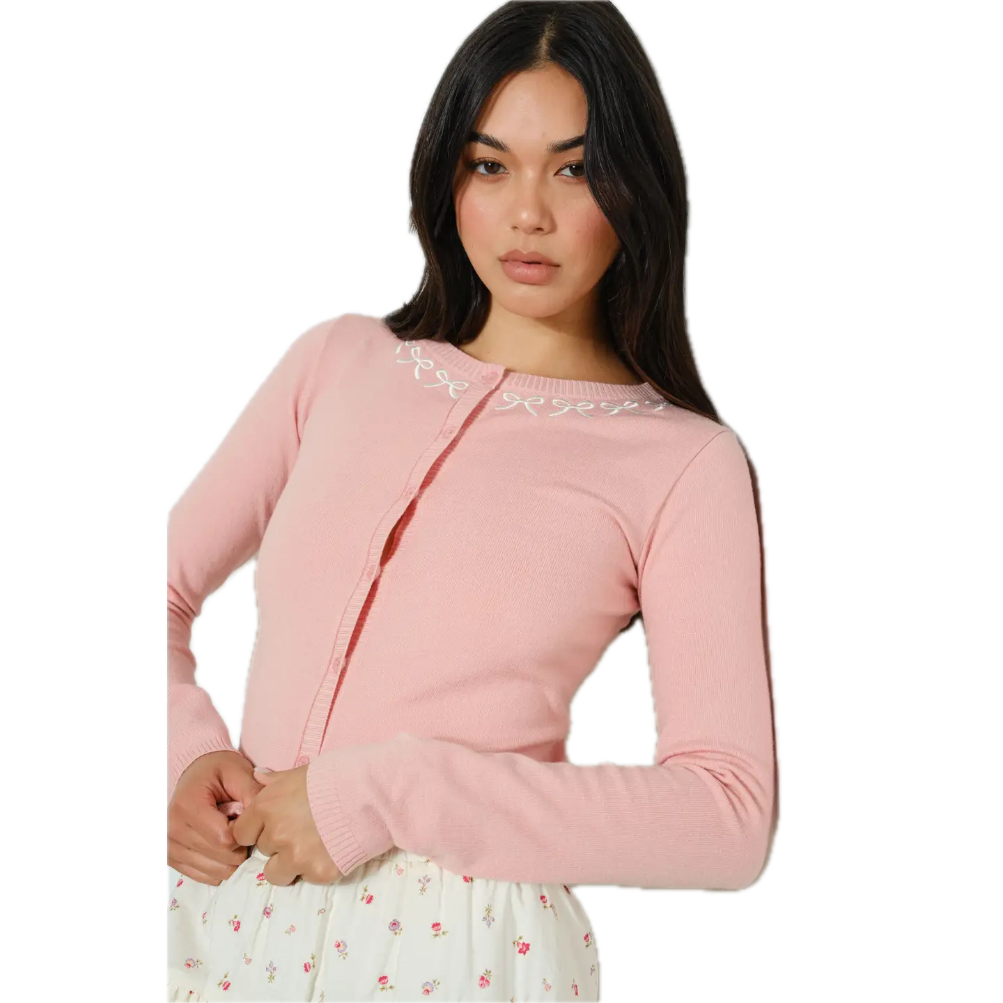 Bow Embroidery Cardigan