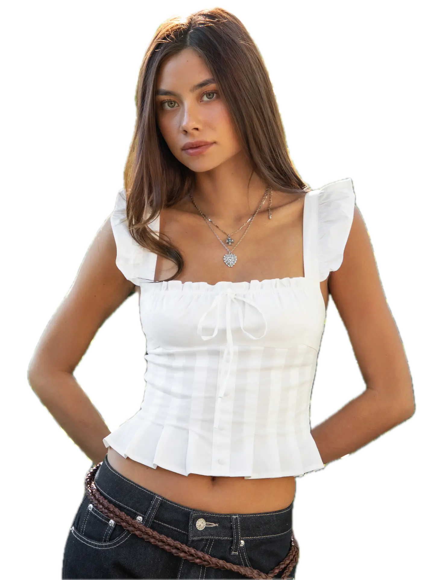 Layette Ruffle Edge Poplin Cropped Top
