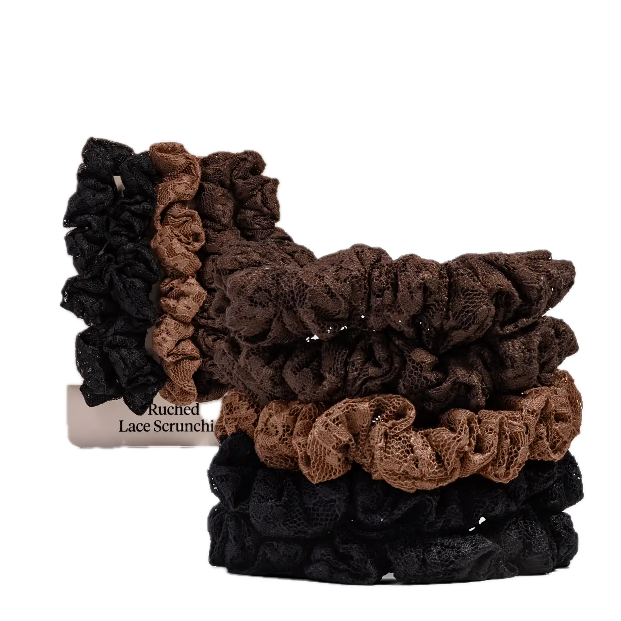 Ruched Lace Scrunchies 5pc Set