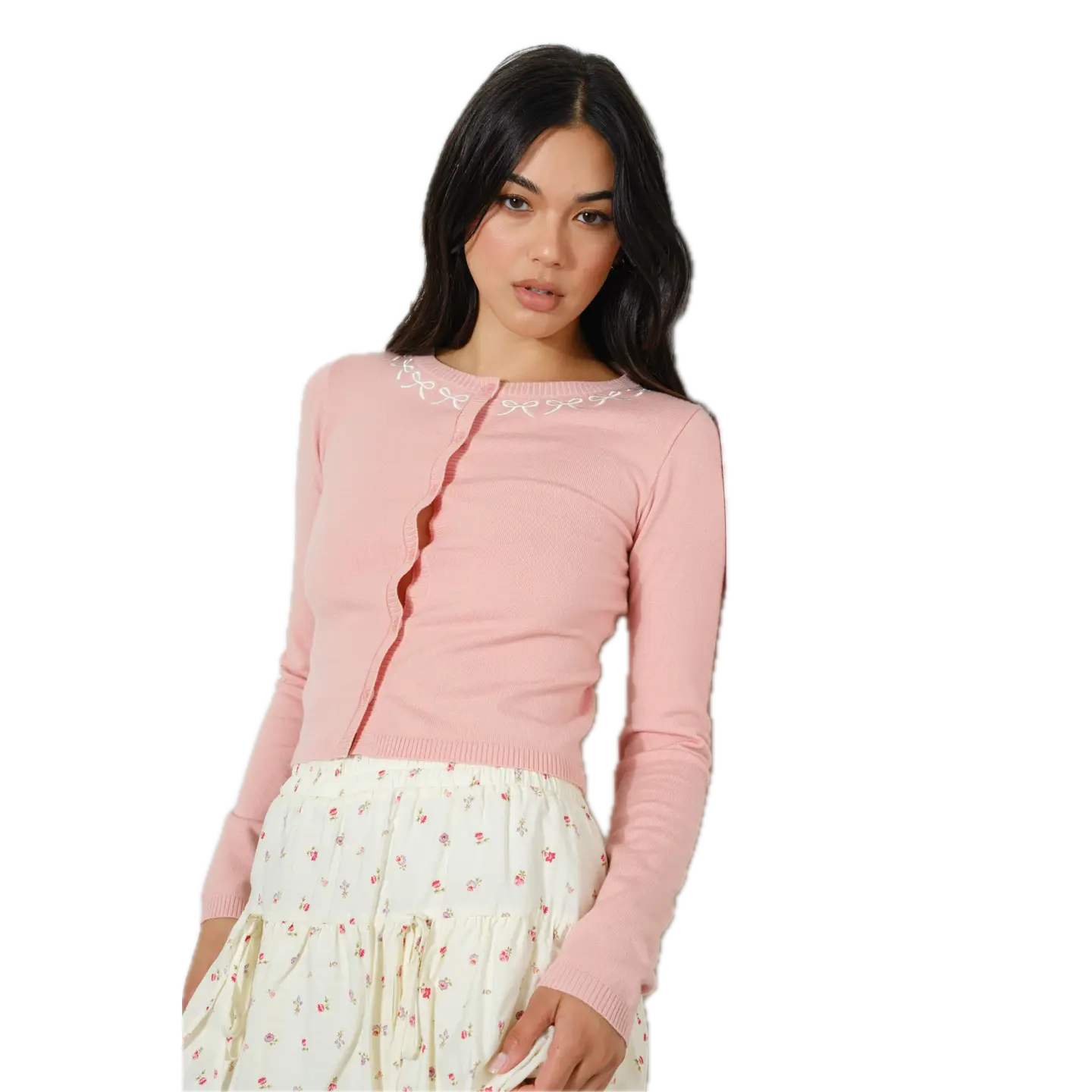 Bow Embroidery Cardigan