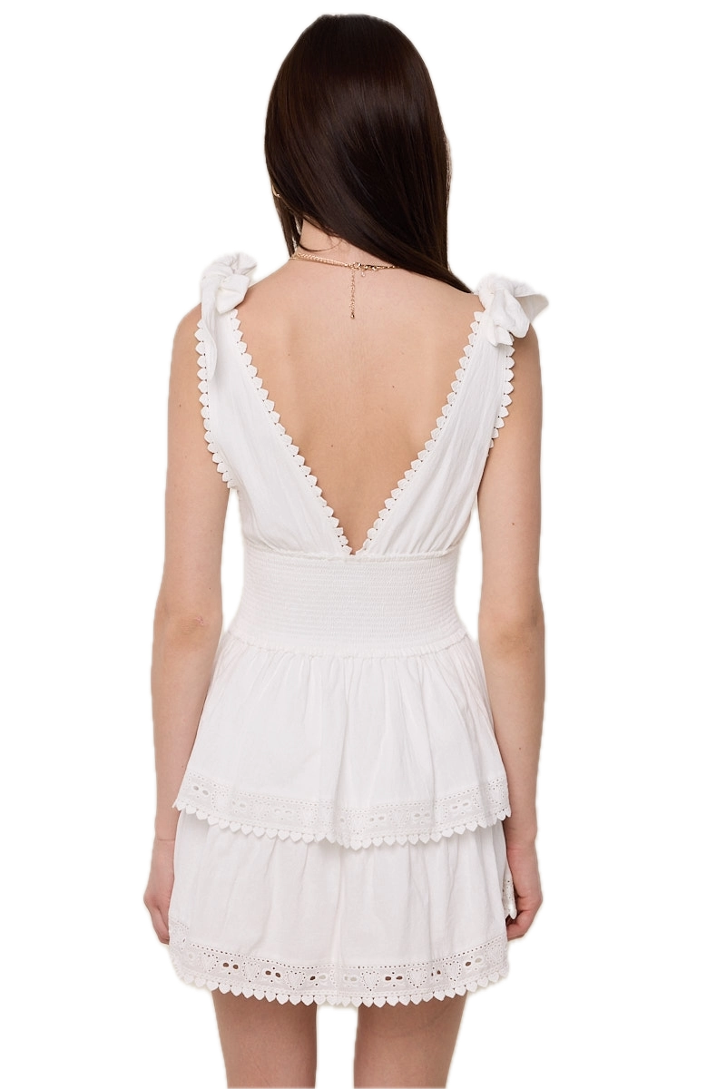 Solid Color Tie Lace Mini Dress