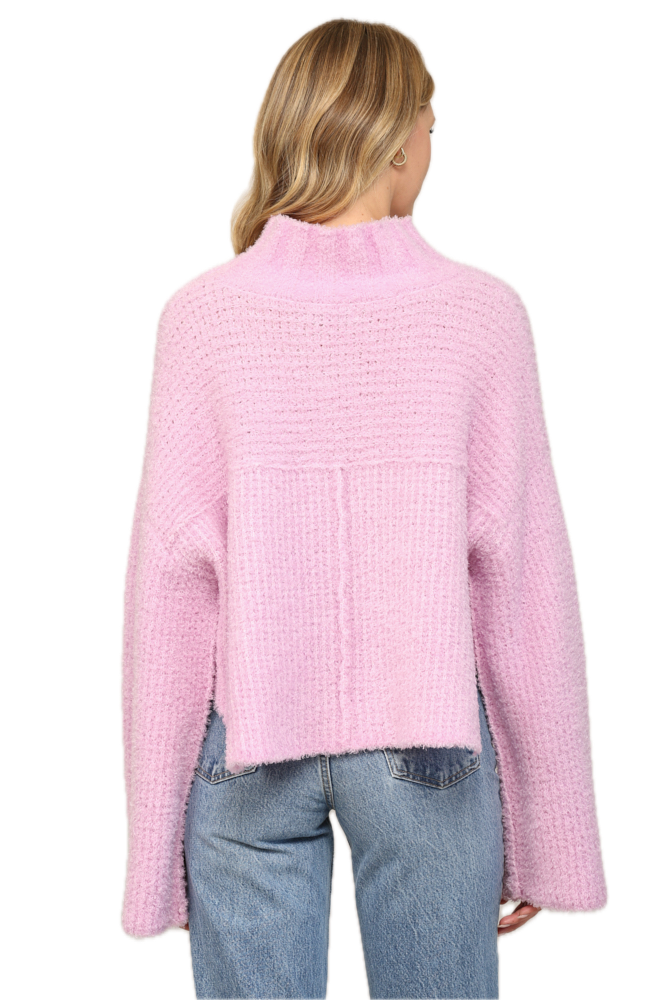 Mock Neck Fuzzy Sweater