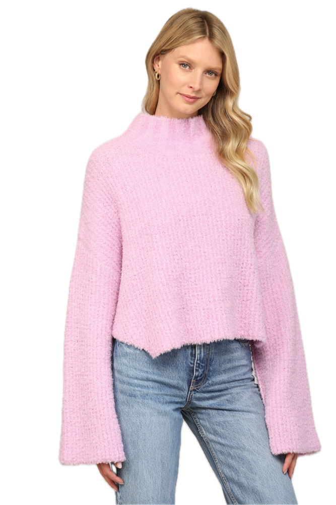 Mock Neck Fuzzy Sweater