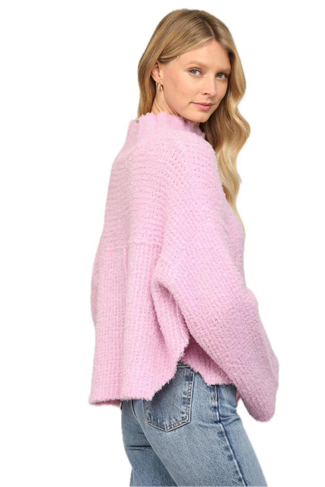 Mock Neck Fuzzy Sweater