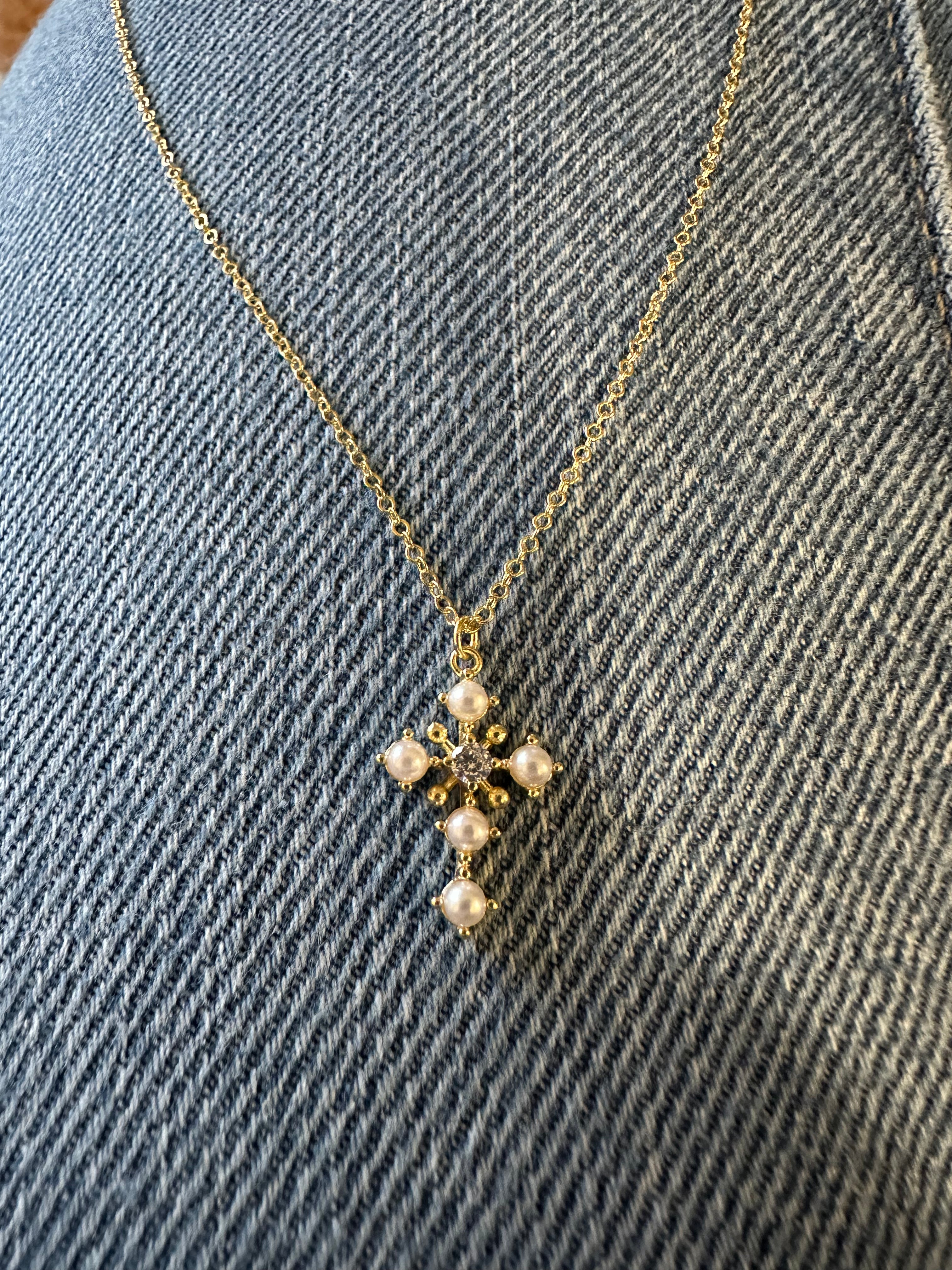 Pearl Cross Necklace