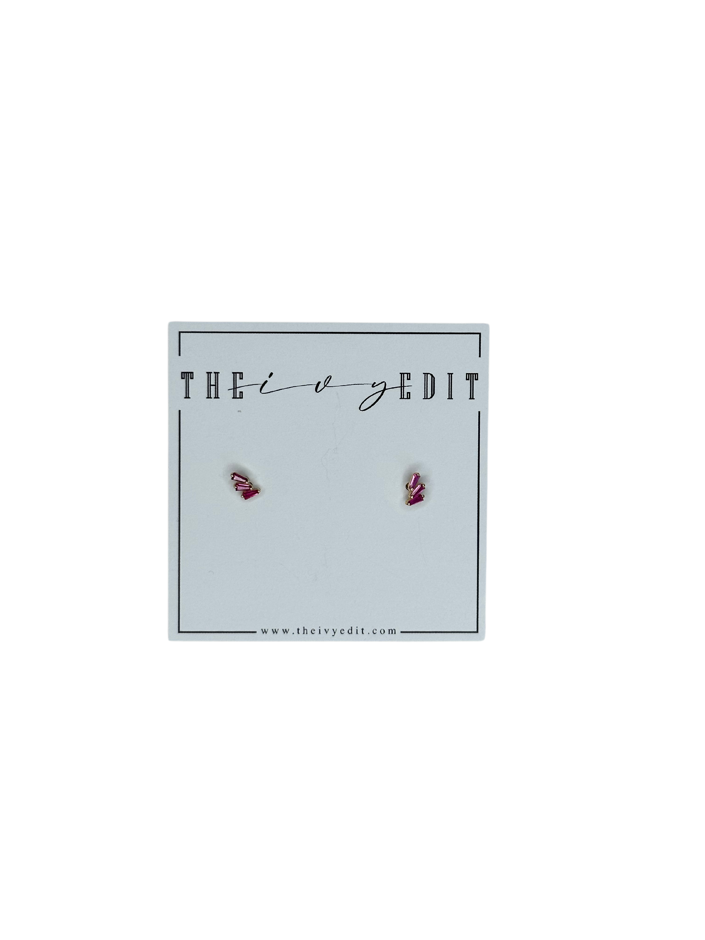 3 Bar CZ Stud Earrings