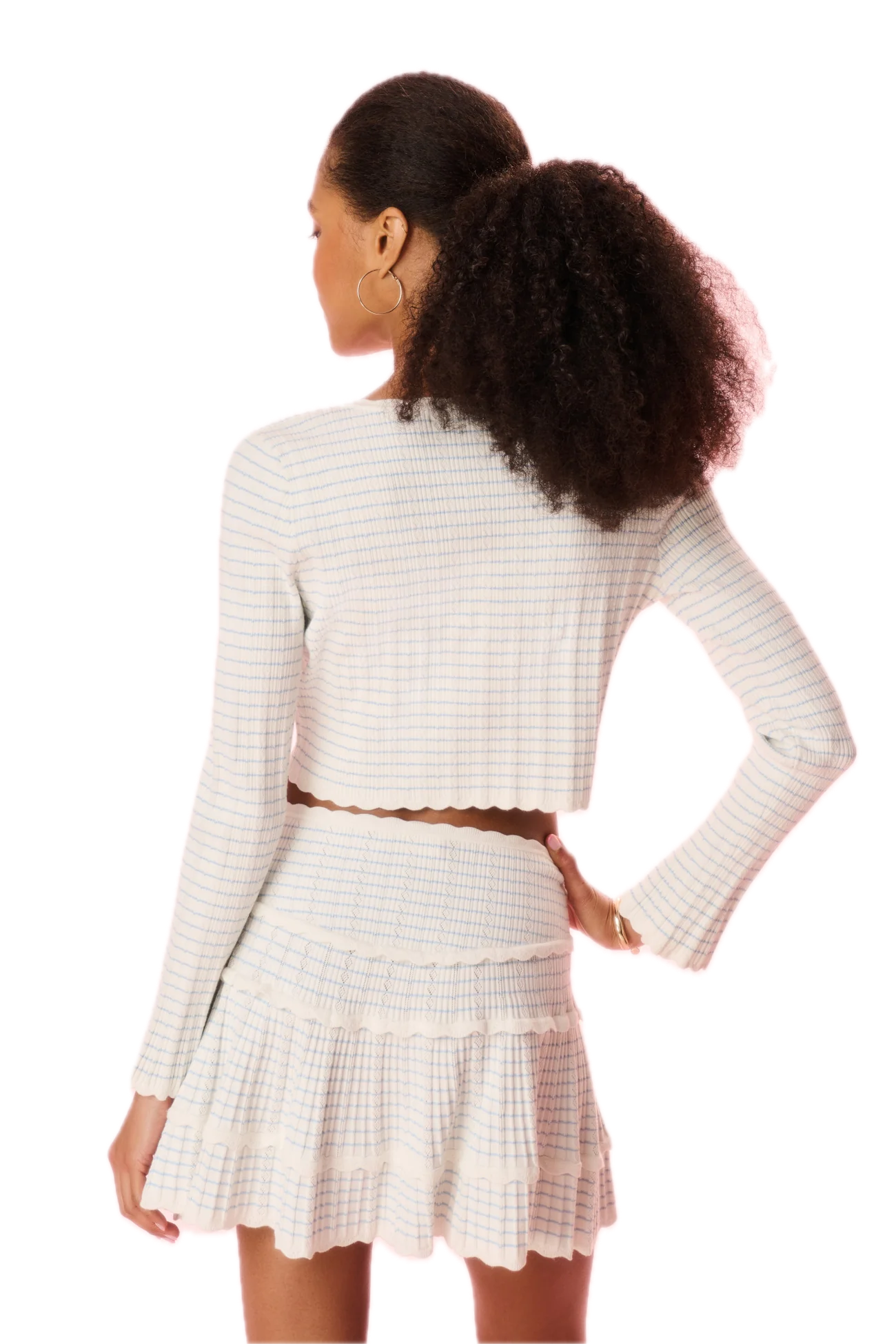 Media Striped Stretch Knit Cardigan